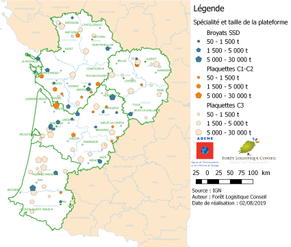 Plateformes bois énergie de Nouvelle Aquitaine